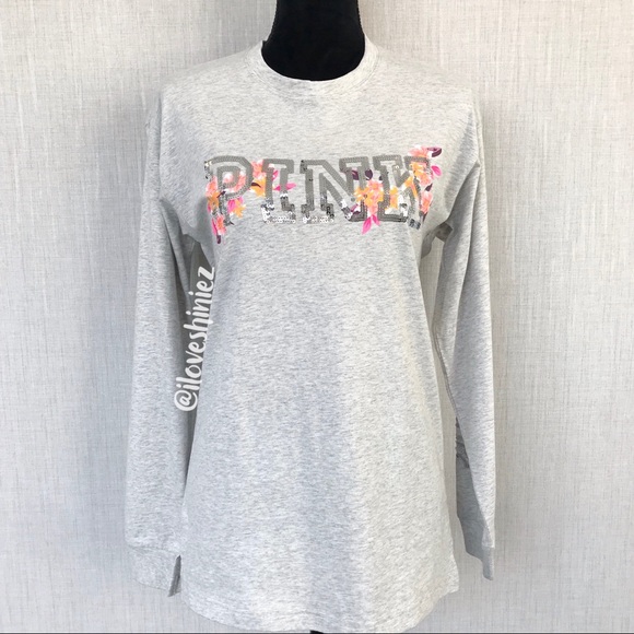 PINK Victoria's Secret Tops - •Victoria's Secret PINK• Bling Long Sleeve Tee XS